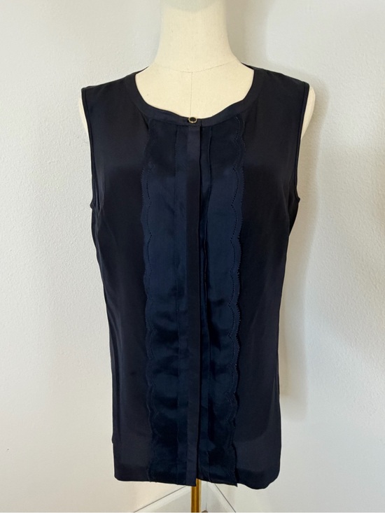 Tory Burch Tops - Tory Burch Navy Blue 100% Silk Sleeveless Blouse Size 10‎